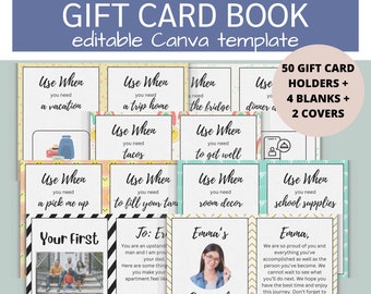 College Gift Card Book Template | College Graduation Gift Card Book Canva | Open When Gift Cards | Going to College | High School Graduate