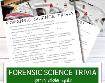 Forensic Science Trivia Game | Forensic Pathology Quiz | True Crime Printable Quiz | Printable Crime Scene Party Activity | PDF Download