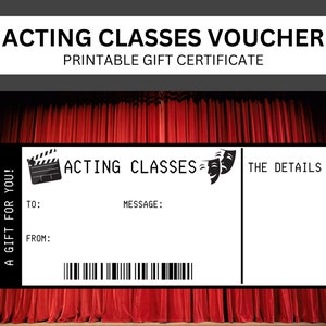 Schauspielkurs verschenken | Improvisations Training für Schauspieler | Schauspielschule Geschenkgutschein | Theater Arts School Golden Ticket zum Ausdrucken