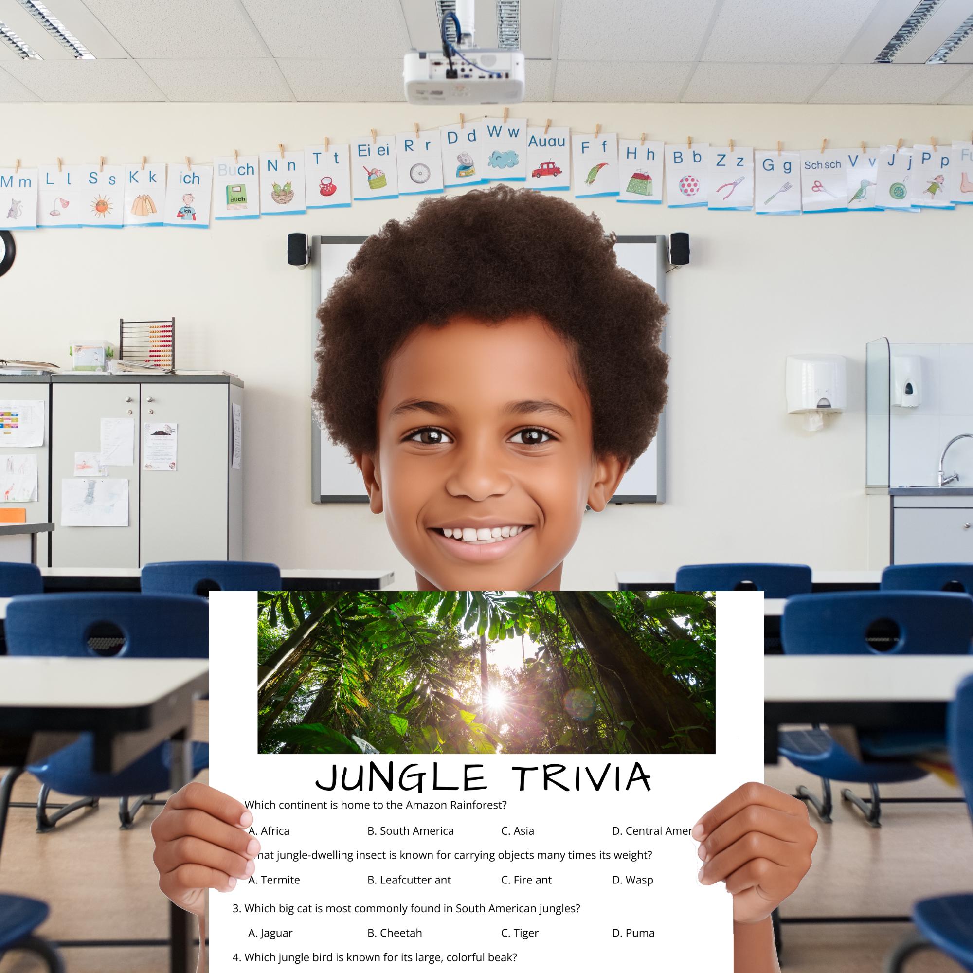 Jungle Printable Quiz | Jungle Trivia Game | Nature Classroom Activity ...