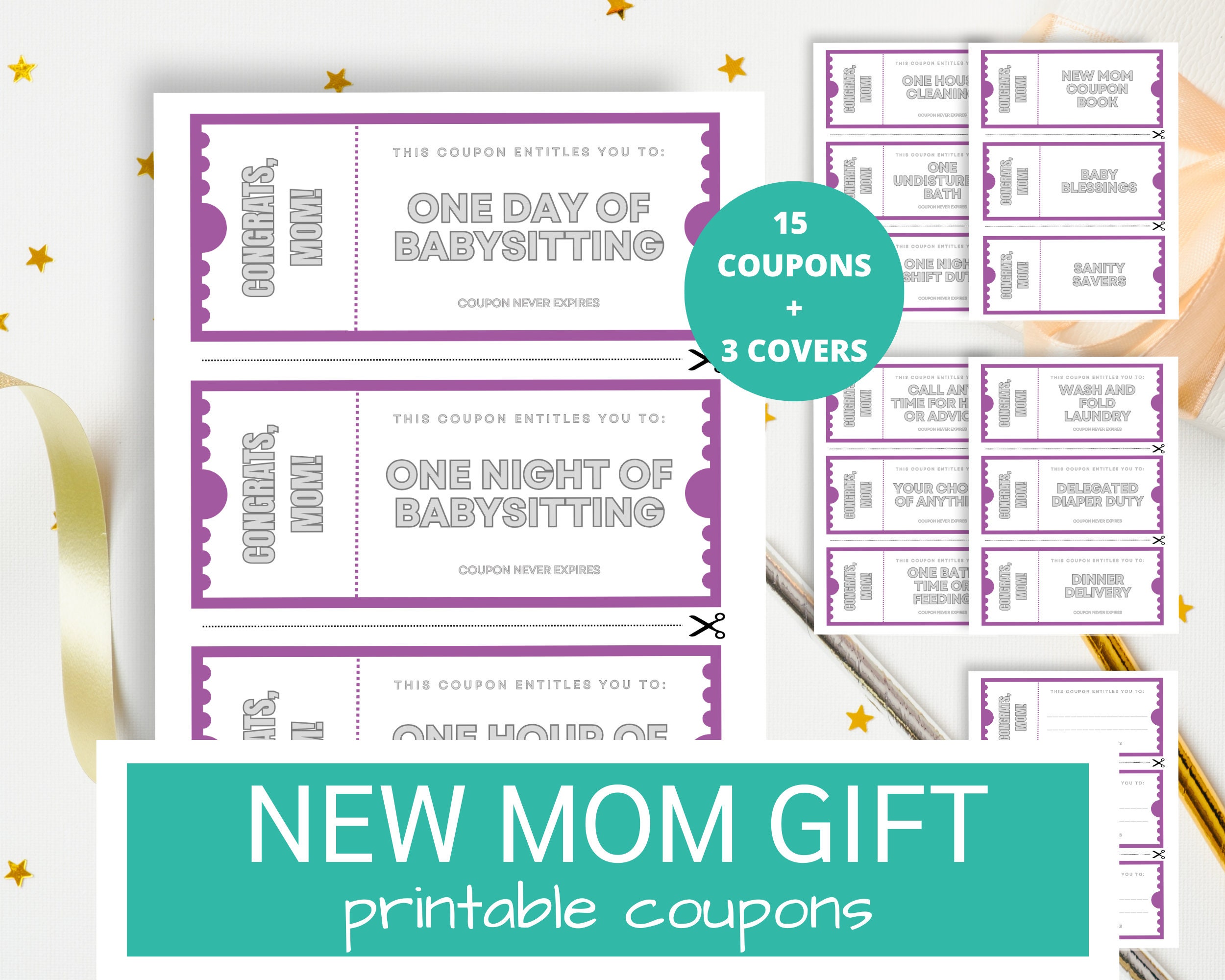 New Mom DIY Purple Coupon Book Printable Babysitting Etsy