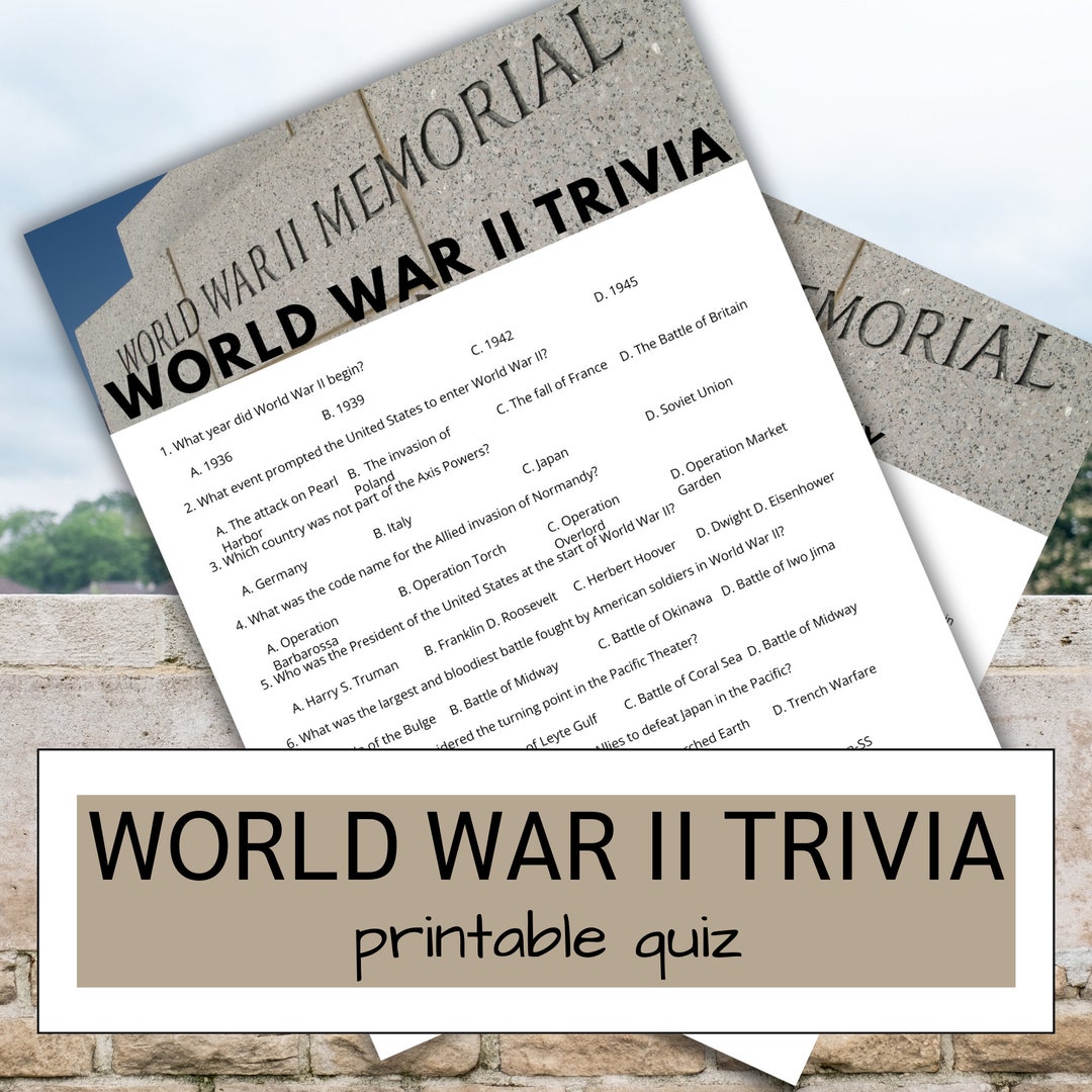 WWII Trivia Game: Printable World War 2 Quiz (PDF) - Etsy
