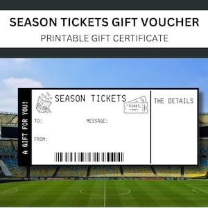 Geschenkgutschein für Dauerkarteninhaber, Überraschungserlebnis | Vorlage für Sportticket-Geschenkgutscheine | Golden Ticket-Geschenkgutschein für Sportfans