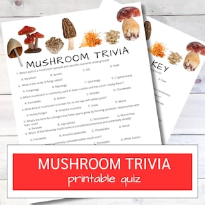 Pilz Trivia Quiz: Druckbares Spiel, Fun Facts (PDF Download)
