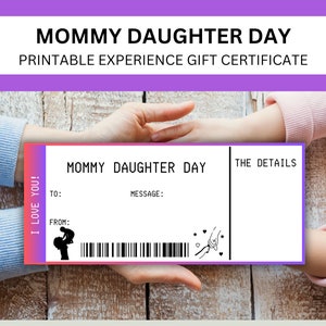 Mama Tochter Tages Geschenkgutschein Mutter Tochter Datum Gutschein zum Ausdrucken | Mama und Kind Abenteuer | Mama und Prinzessin Qualitätszeit