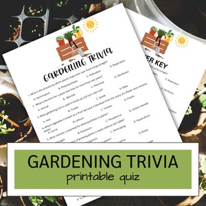 Gardening Trivia Quiz: Printable Garden Party Game (PDF)