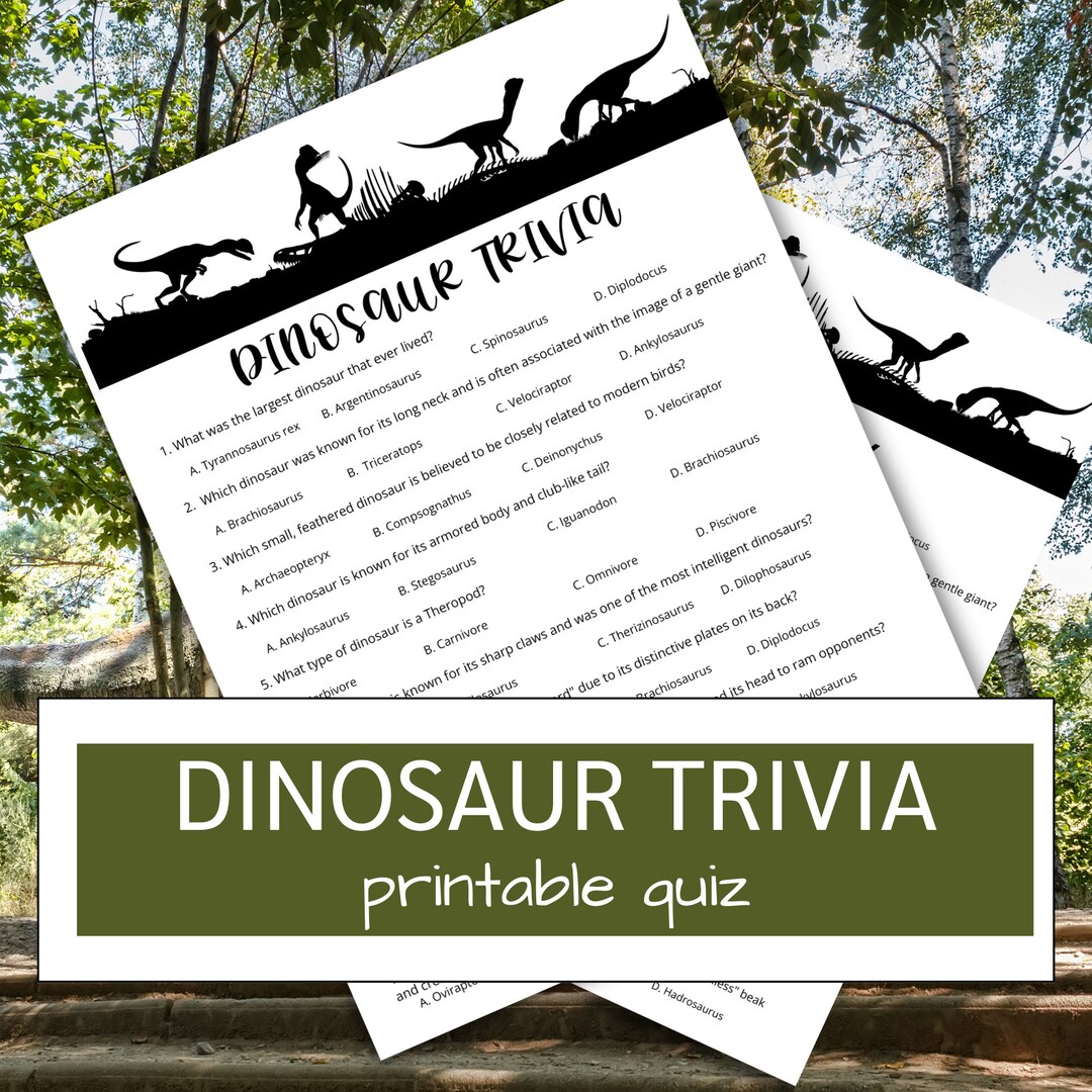 Dinosaur Printable Quiz | Dinosaur Trivia Game | Dinosaur Lesson ...