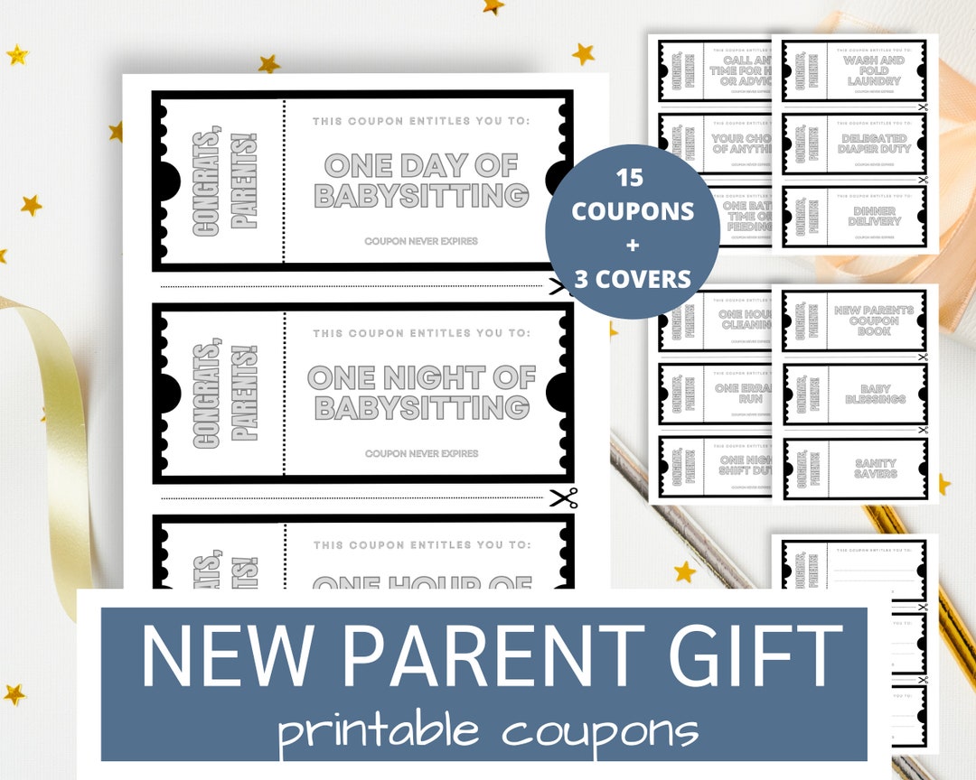 Expecting Parent Coupon Book | Printable Babysitting Vouchers | Baby Shower Gift Idea | Last ...