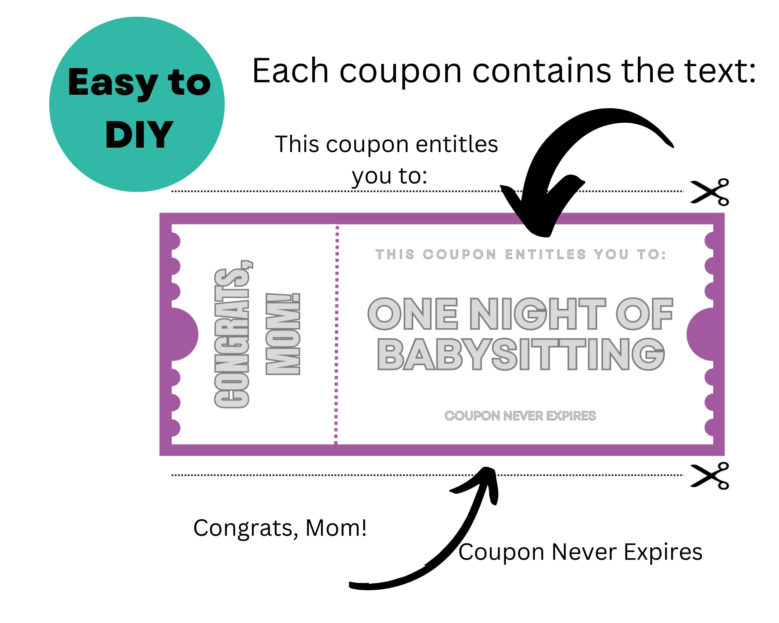 New Mom DIY Purple Coupon Book Printable Babysitting Etsy