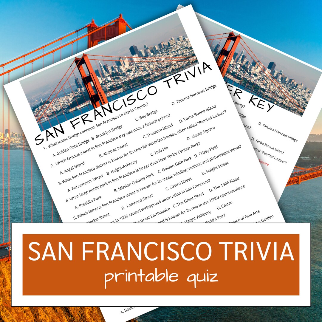 Cuestionario imprimible sobre San Francisco / Juego de trivia sobre