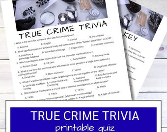 True Crime Trivia Game | Printable Quiz for Crime Fans | Crime Facts Questions & Answers | Mystery Party Game | Activity for Crime Lovers