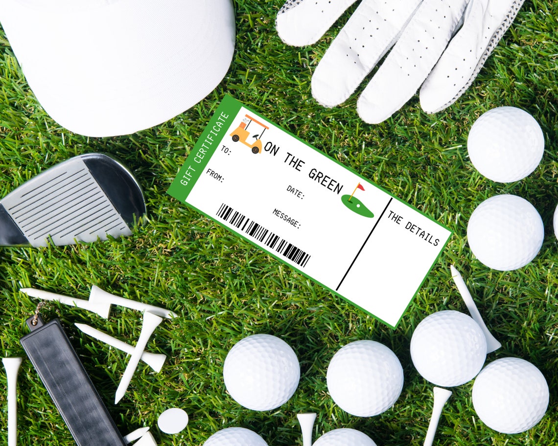 Golf Gift Certificate Printable Voucher Birthday Gift Coupon for Him Golf Lesson Voucher