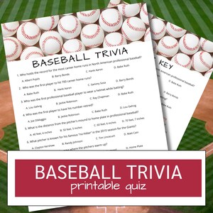 Baseball Trivia Game: Family Sports Quiz (Printable PDF)