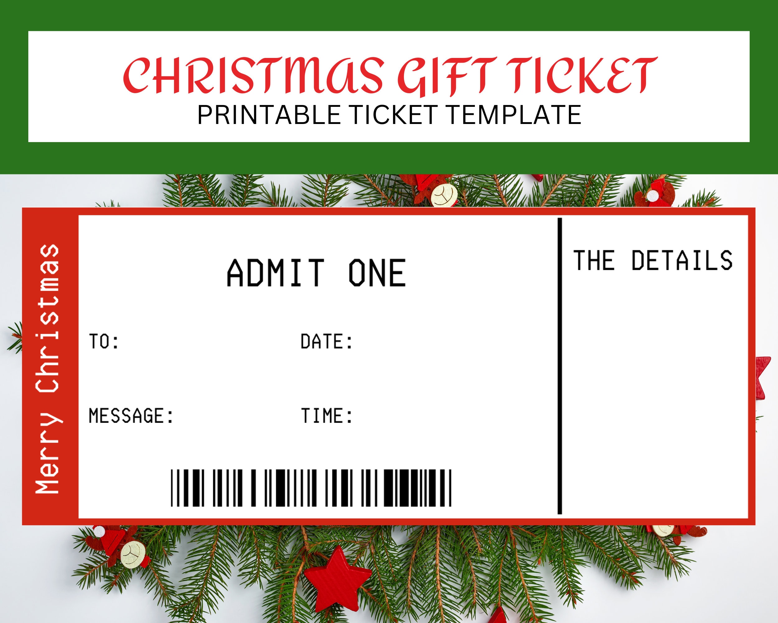 printable admit one christmas surprise experience ticket template
