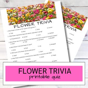Flower Quiz Printable | Flower Trivia | Garden Party Activity | Garden Club Game Ideas | Icebreaker Trivia | Spring Trivia | Gardening Games