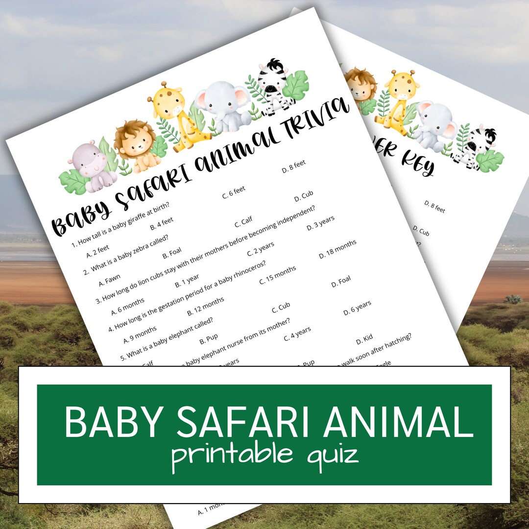 Baby Safari Animal Trivia Game: Printable Baby Shower Quiz (PDF) - Etsy