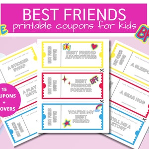 Best Friend Gutscheinbuch | Kinder Freundschaft Gutscheine | Geschenkgutscheine für Besties | Geschenke für die BFF eines Kindes | Geschenkideen für Freunde aus Kindertagen