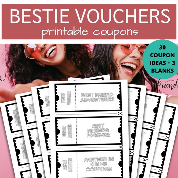 Best Friend Coupon Book | Friendship Coupons | Gift Vouchers for Besties | Presents for My BFF | Last Minute Best Friends Day Gift Ideas