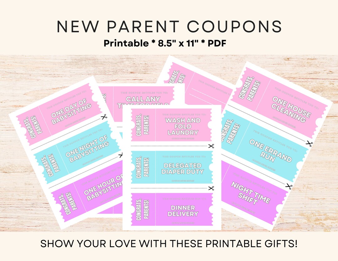 Expecting Parent Coupon Book | Printable Babysitting Coupons | New Mom and Dad Unique Gift Ideas ...