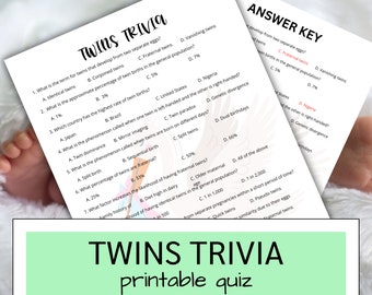 Twins Trivia Baby Shower Game: Printable Quiz (PDF Download)