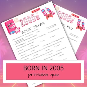 2005 Trivia Game: 20th Birthday Reunion Activity (Printable PDF)