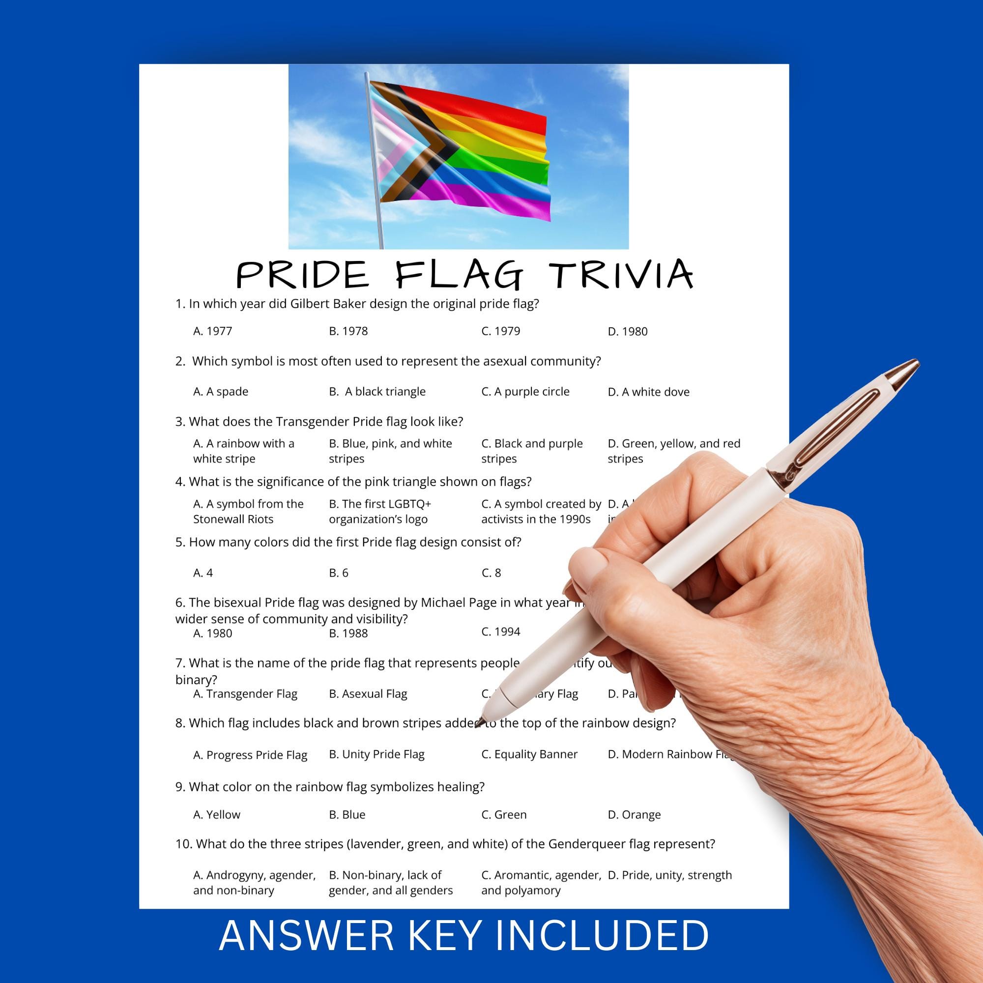 Pride Flag Trivia Quiz: LGBTQIA+ Printable Game (PDF) - Etsy