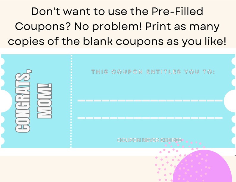 New Mom Coupon Book First Time Parents Presents Printable Babysitting