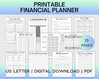 Printable Financial Planner: Budget Tracker, Savings Challenge (PDF)