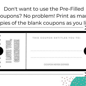 Grandma All Occasion Printable Coupon Book | Gift Vouchers for Mother ...