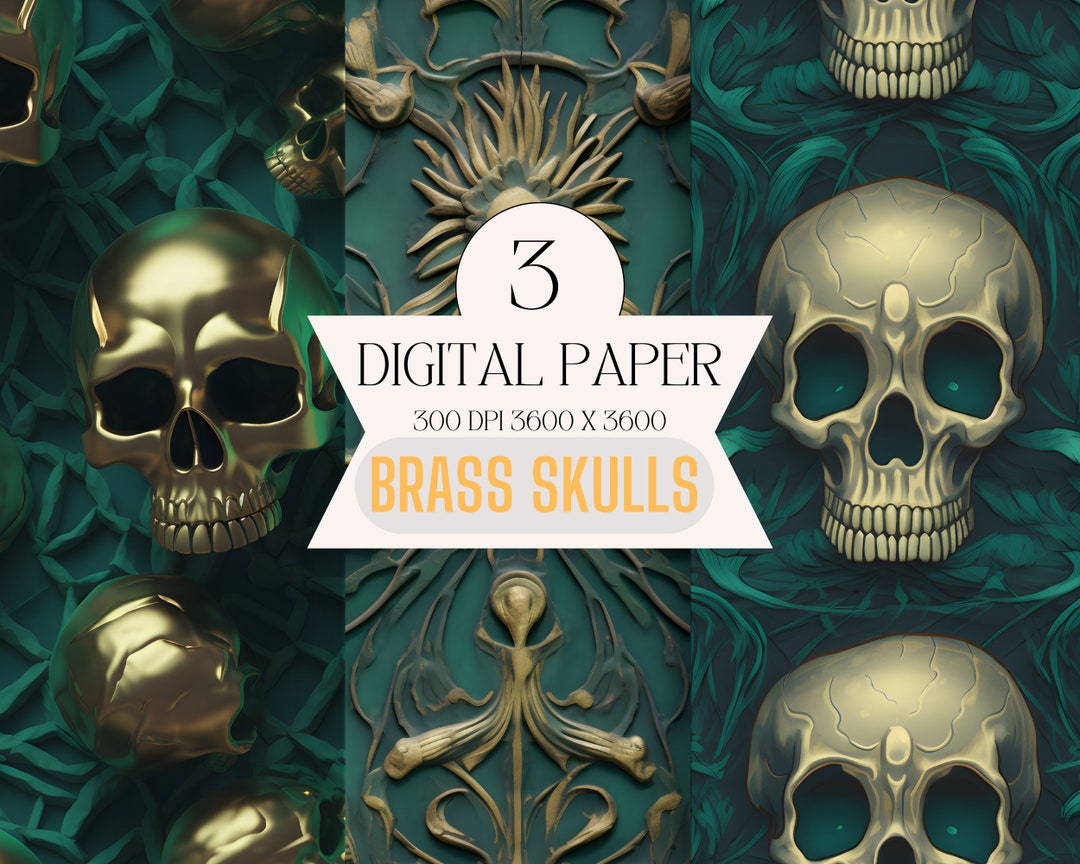 Skull Digital Paper Seamless Pattern Scrapbook Paper Repeating Design ...