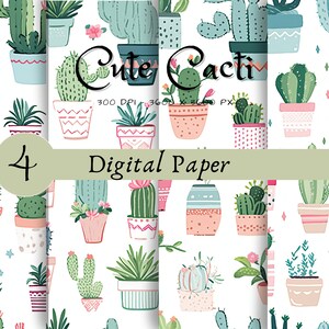 Cactus Carta Digitale Modello Senza Cuciture Cactus Scrapbook Carta Modello Cactus Per Uso Commerciale