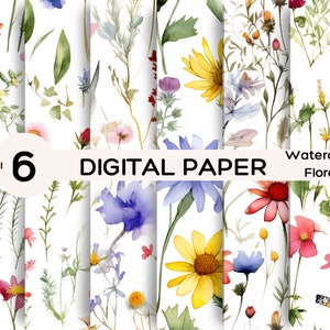 Aquarelle fleur papier numérique motifs Floral Sublimation fleur transparente motif Scrapbook papiers fleurs papier numérique Floral Clipart