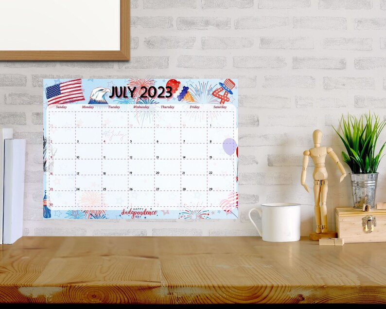 PRINTABLE EDITABLE 2023 4th Of July Calendar Printable Etsy