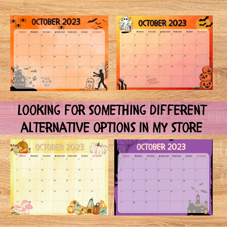 PRINTABLE-EDITABLE 2023 Halloween Oktober Kalender - Etsy.de