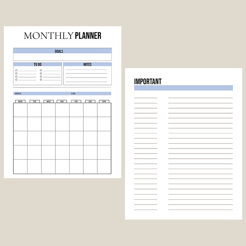 Printable & Editable Monthly Planner - Etsy