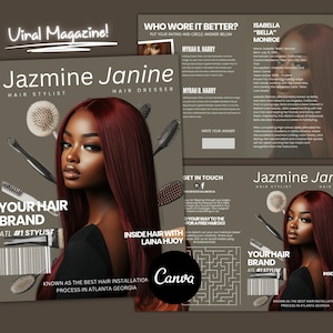 Hairstylists Magazine, Hair Tech, Aesthetic Braids Waxes Boutique Magazine Template,Magazine Catalog Trend