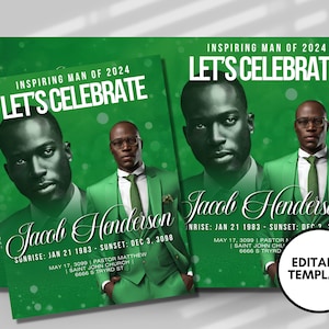 8 PAGE 8.5&quot;x11&quot; BOOKLET Memorial program| Luxury Green Funeral Program |Celebration of Life|Keepsake|Digital Download |Canva Template