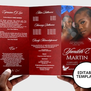 17"x11" FUNERAL OBITUARY TEMPLATE (2 pages) |Elegant Style Funeral Program | Celebration of Life |Keepsake |Digital Download |Canva Template