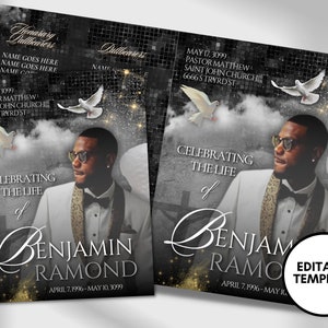 Elegant Funeral Program Template: Celebration of Life, 8-Page Booklet (Digital Download)