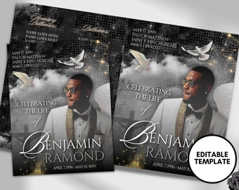 Elegant Funeral Program Template: Celebration of Life, 8-Page Booklet (Digital Download)