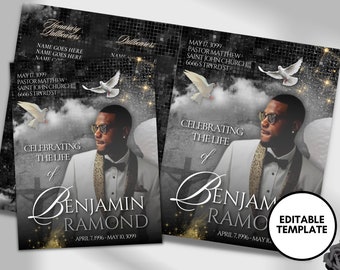 8.5"x11" BOOKLET Memorial program (8 pages) | Elegant Style Funeral Program |Celebration of Life |Keepsake |Digital Download |Canva Template