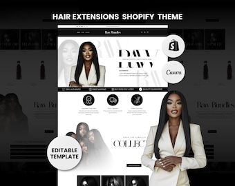 Black Hair Extensions Shopify Theme: Editable Banners