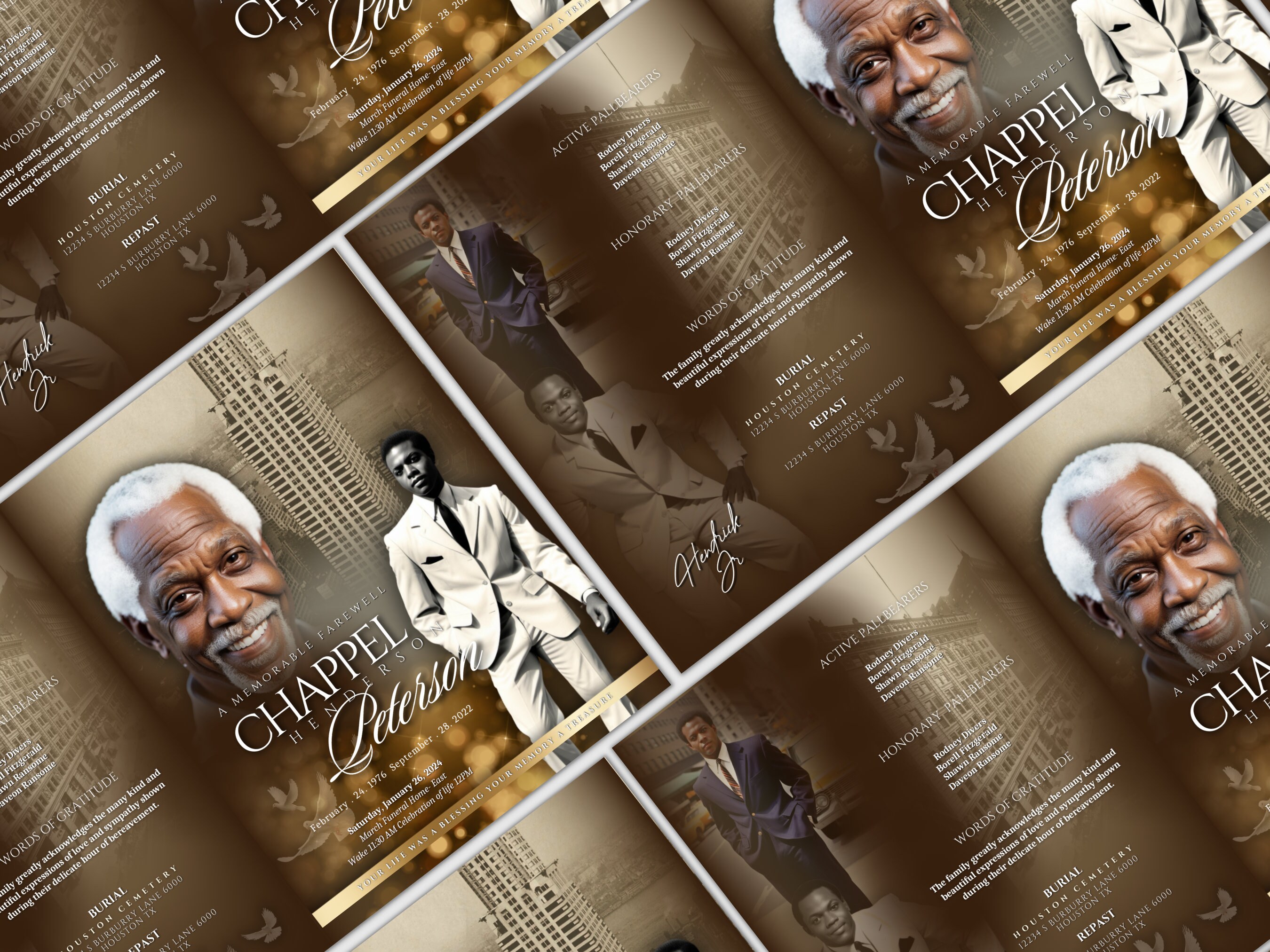 Elegant Brown Funeral Program Template: Celebration of Life (digital ...