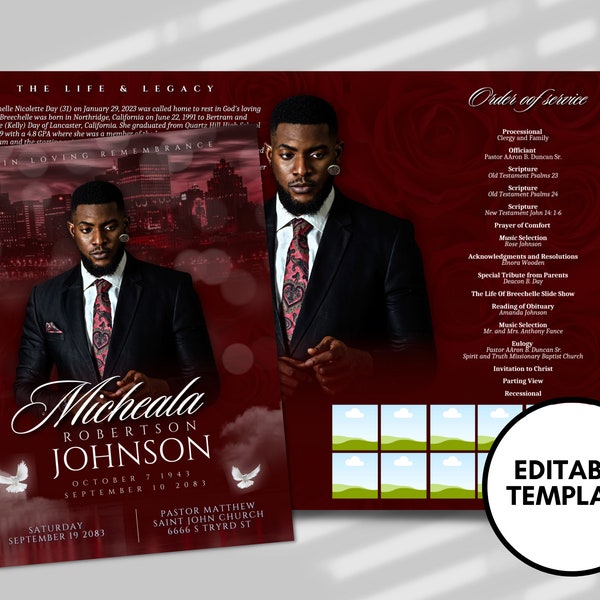 Digital Funeral Pamphlet - Etsy