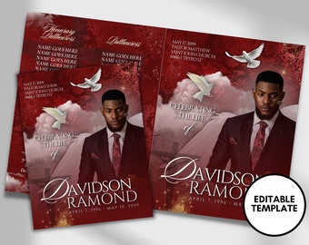 Elegant Funeral Program Template: Celebration of Life Keepsake (Digital Download)