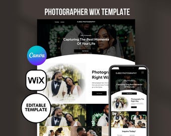 Wedding Photography Wix Website Template with Canva Banners (Digital Download)