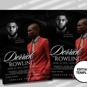 8 PAGE 8.5&quot;x11&quot; BOOKLET Memorial program| Black Lux Funeral Program |Celebration of Life|Keepsake|Digital Download |Canva Template