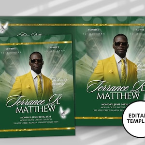 8 PAGE 8.5&quot;x11&quot; BOOKLET Memorial program| Green Luxury Purple Funeral Program |Celebration of Life|Keepsake|Digital Download |Canva Template