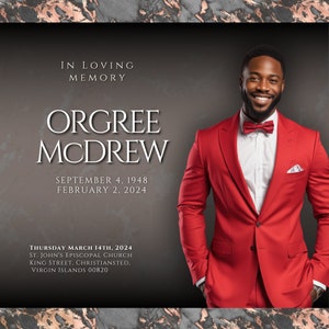 Red and Gray Memorial Announcement Flyer,Memorial Flyer, FB, IG, Rest In Peace Funeral Invitation Template, D.I.Y Memorial Invite, Canva