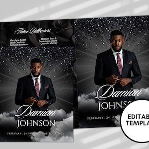8 PAGE 8.5"x11" BOOKLET Memorial program| Black Rose Funeral Program |Celebration of Life |Keepsake |Digital Download |Canva Template